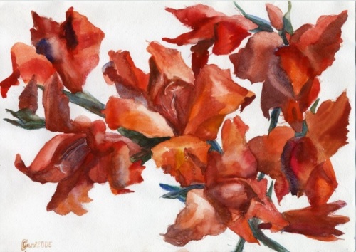 Пламенеющие гладиолусы