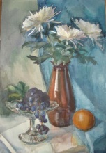 Натюрморт с белыми хризантемами