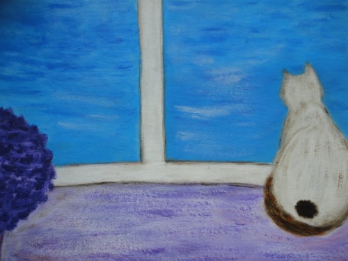 Кошка у голубого окошка