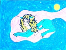 Женщина-кошка, которая  носит  Луну на  ко ...